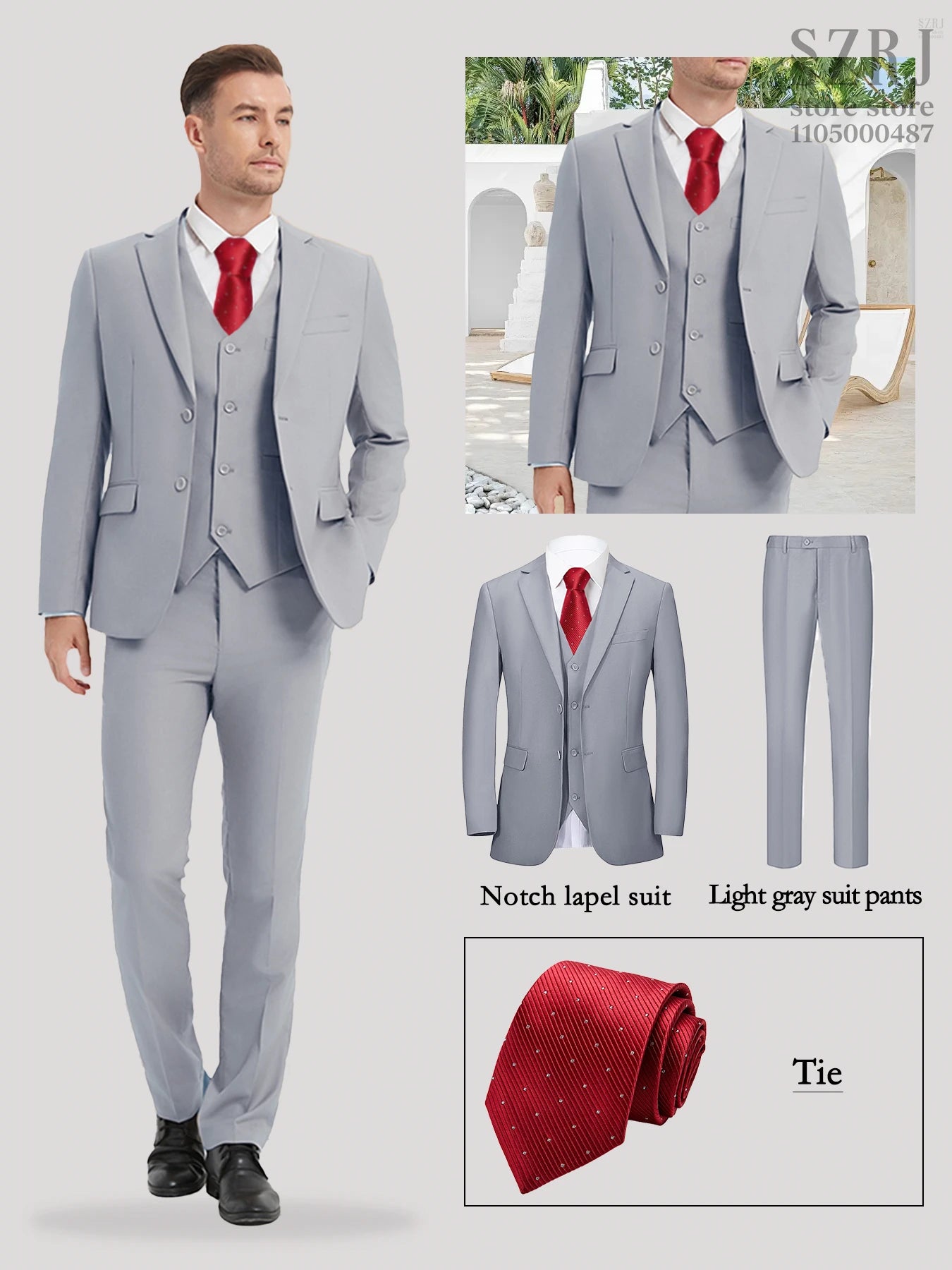 Gentleman Red Tie Suit